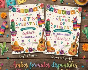 Fiesta Birthday Invitation, Kids Fiesta Invite, Mexican Fiesta Theme, Taco Party Invite, Cinco de Mayo, Fiesta Party, (Editable Template)