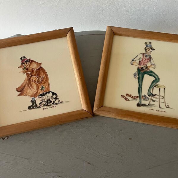 2 x Pilkington Tiles - Charles Dickens hand painted characters - Fireplace Tile - Washstand Tiles