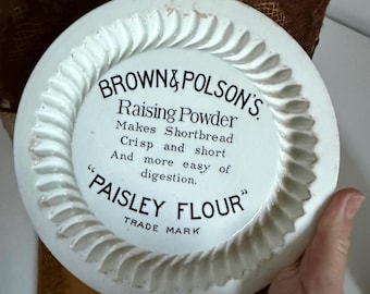 Antique white Ironstone Brown and Polson Shortbread Mould - Paisley Flour