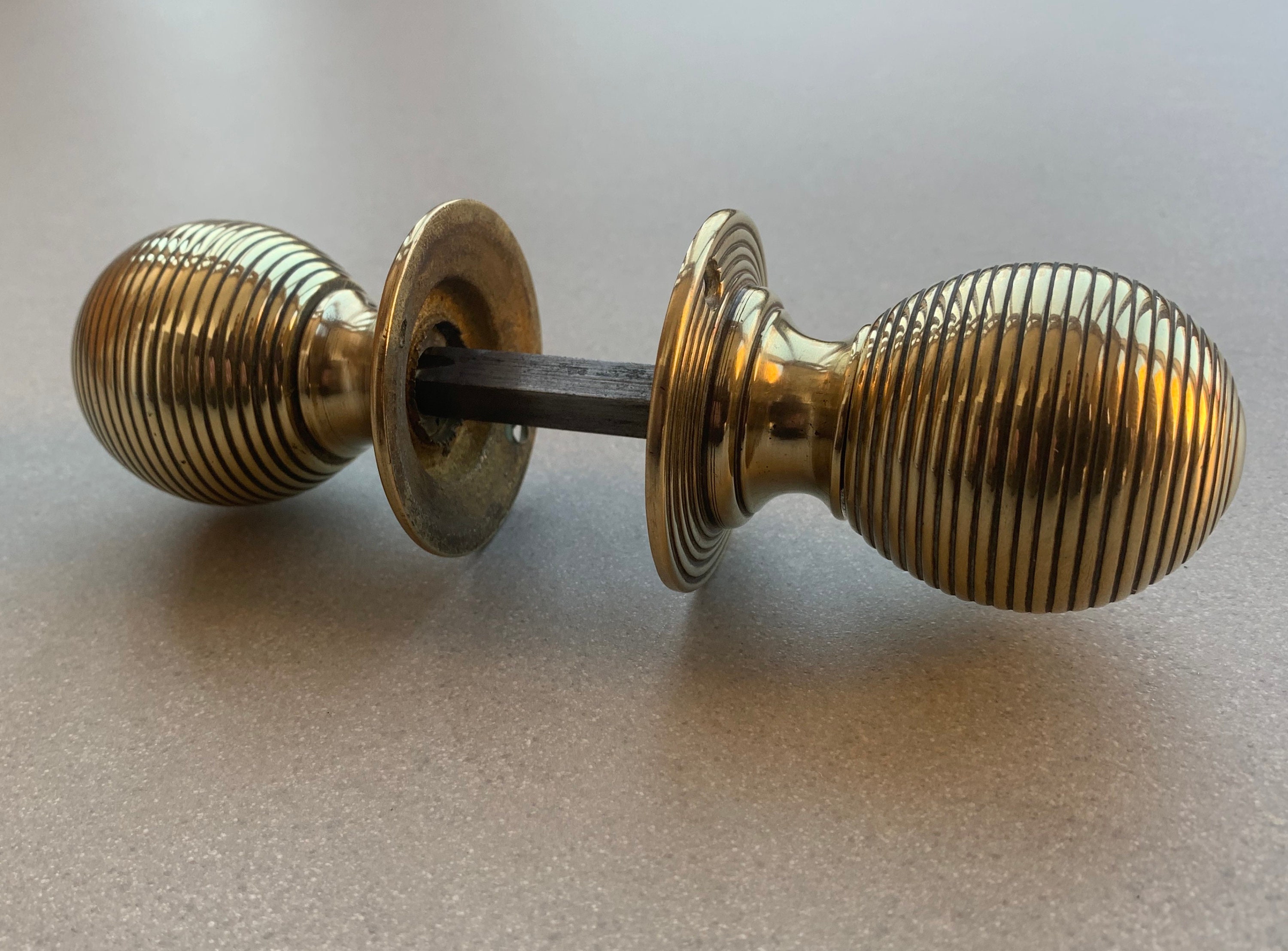 Pair of Original Antique Victorian Brass Beehive Door Knobs Etsy UK
