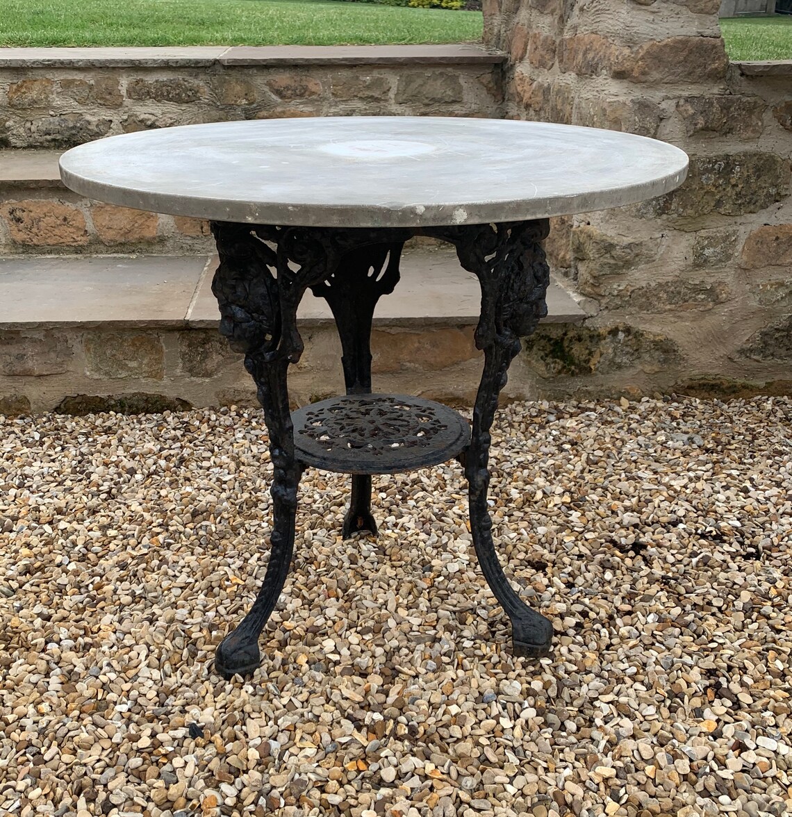 Vintage Cast Iron and Marble Top Garden Table Patio Table Etsy
