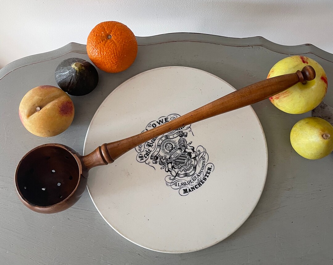 Antique Wooden Olive Strainer Spoon Dairy Treen Curds Etsy