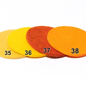 Set of 6 felt coasters 10 cm diameter, 100% wool felt, 5 mm thick image 9