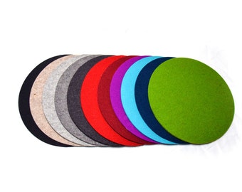 Seat cushion/placemat 35 cm round, 100% wool felt, 5 mm thick