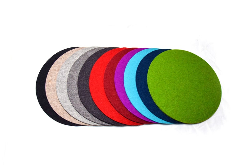Seat cushion/placemat 35 cm round, 100% wool felt, 5 mm thick image 1