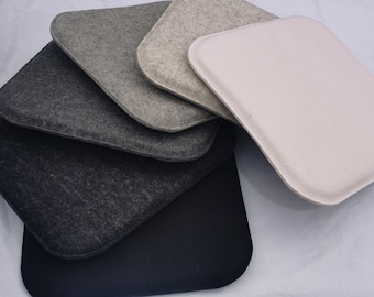 Cojín acolchado para asiento, fabricado en fieltro 100% lana: cojín para banco, cojín para silla, incluye alfombrilla antideslizante.