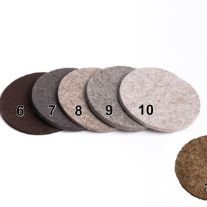 Set of 6 felt coasters 10 cm diameter, 100% wool felt, 5 mm thick image 4