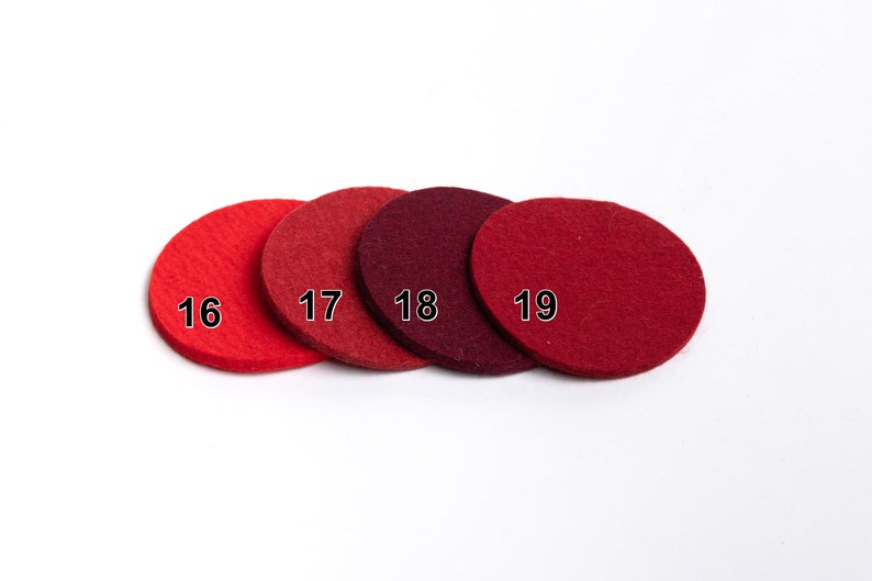 Set of 6 felt coasters 10 cm diameter, 100% wool felt, 5 mm thick image 6