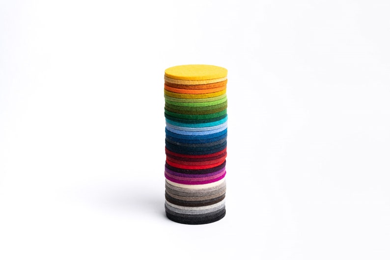 Set of 6 felt coasters 10 cm diameter, 100% wool felt, 5 mm thick image 2