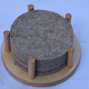 Set of 6 felt coasters 10 cm diameter, 100% wool felt, 5 mm thick image 10