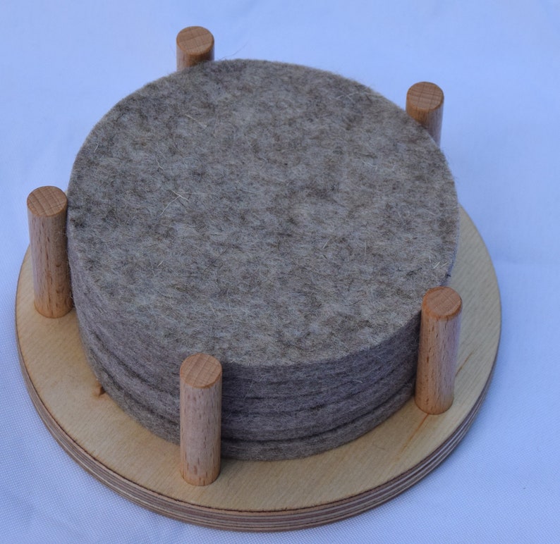 Set of 6 felt coasters 10 cm diameter, 100% wool felt, 5 mm thick image 10