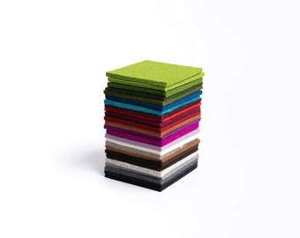 Set of 6 felt coasters &quot;Square&quot;, square, 100% wool felt, 10 x 10 cm, 5 mm thick