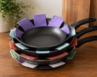 Pfannenschutz aus 100 % Wollfilz, 32 cm, 3er-Set