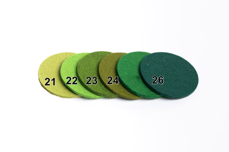 Set of 6 felt coasters 10 cm diameter, 100% wool felt, 5 mm thick image 7