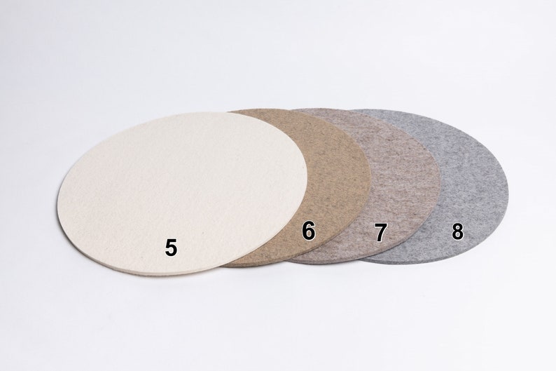 Seat cushion/placemat 35 cm round, 100% wool felt, 5 mm thick image 3