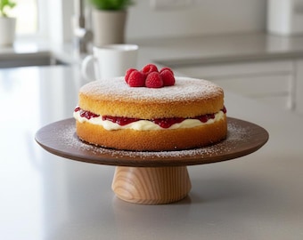 Expositor para tartas de olmo y nogal hecho a mano - 30 cm