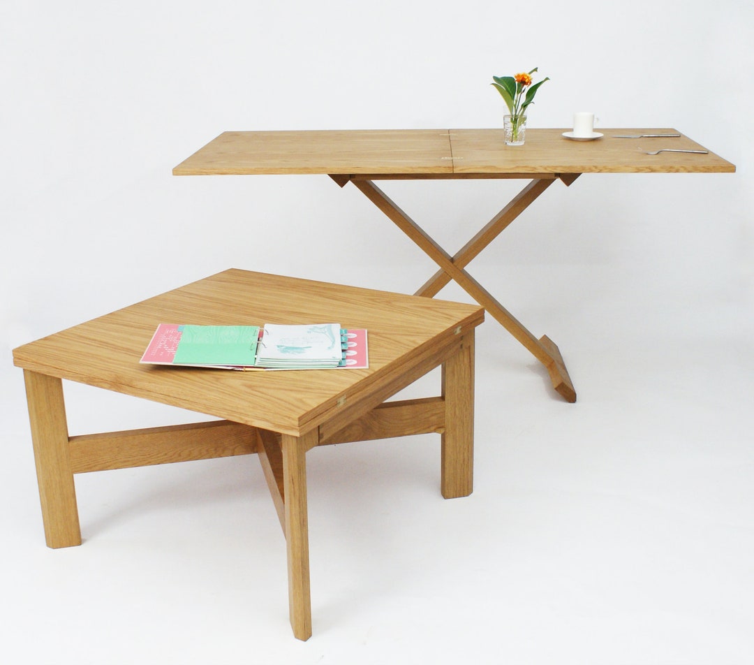 Convertable Eco - Handmade Oak Coffee Table to Extending Dining Table ...
