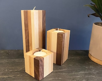 candelabros de madera mixtos