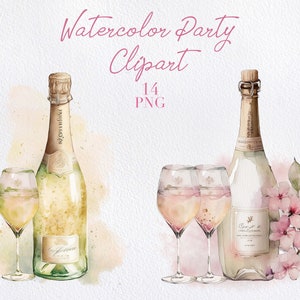 水彩シャンパン クリップアート、水彩グラス、花柄ワイン クリップアート、シャンパン グラス水彩 png、ブライダル クリップアート、ウェディング パーティー