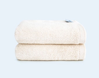 Organic Cotton Hand Towel Set of 2, Soft, Fluffy and Extra Thickness, Hotel and Spa Bath Towel Sets