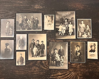 Collection of 12 Mounted Antique Sepia Photographs From Japan circa 1890-1930’s