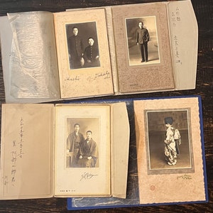 Colección de 4 fotografías antiguas en sepia montadas profesionalmente de Japón de principios del siglo XX imagen 1