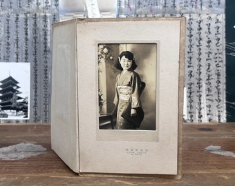 Vintage Japanese Portrait Photograph on Card, Sepia Photograph, Vintage Photo