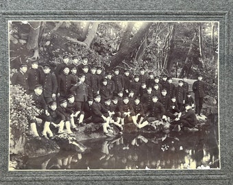 Large Early 1900s Japanese Portrait Mounted Sepia Photograph on Card