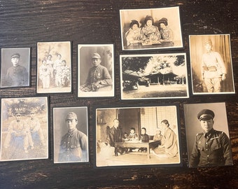 Collection of 10 Mounted Antique Sepia Photographs From Japan circa 1890-1930’s