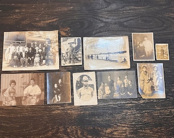 Collection of 10 Antique Sepia Photographs From Japan circa 1890-1940’s