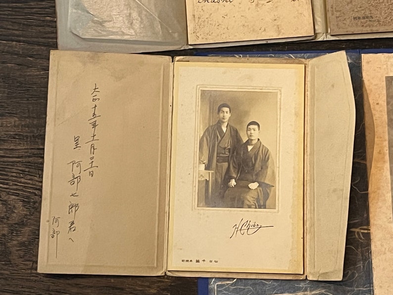 Colección de 4 fotografías antiguas en sepia montadas profesionalmente de Japón de principios del siglo XX imagen 4