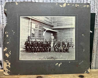 Large Early 1900s Japanese Portrait Mounted Sepia Photograph on Card