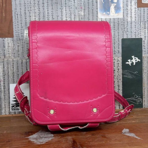 Randoseru Backpack, Fuchsia Pink Japanese Tight Stitch Randoseru Backpack Imported From Japan