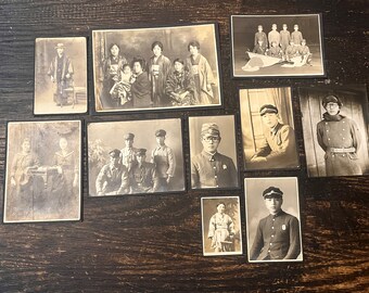 Collection of 10 Mounted Antique Sepia Photographs From Japan circa 1890-1930’s