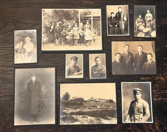 Collection of 10 Mounted Antique Sepia Photographs From Japan circa 1890-1930’s