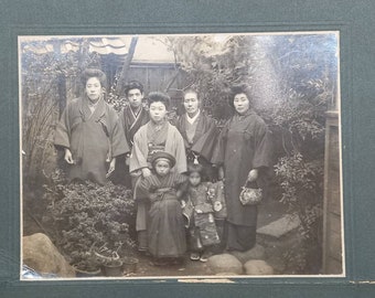 Begin 1900 Japanse portret gemonteerde sepia foto op kaart