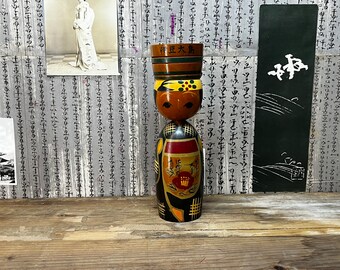 Kokeshi Puppe, Vintage Japanische Holz Kokeshi, handgemachte Volkskunst aus Japan 24cm