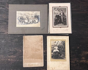 Collection of 4 Professional Mounted Antique Sepia Photographs From Japan circa 1890-1920