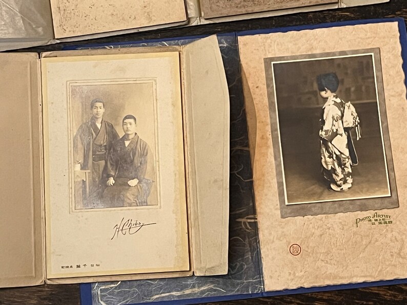 Colección de 4 fotografías antiguas en sepia montadas profesionalmente de Japón de principios del siglo XX imagen 3