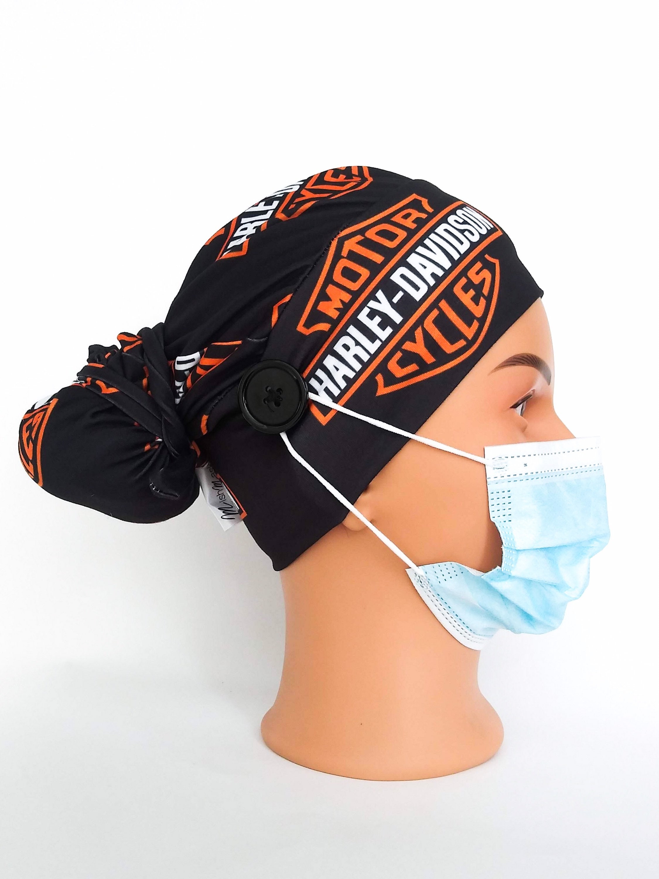 Motorcycle Hat Scrub Cap With Buttons 