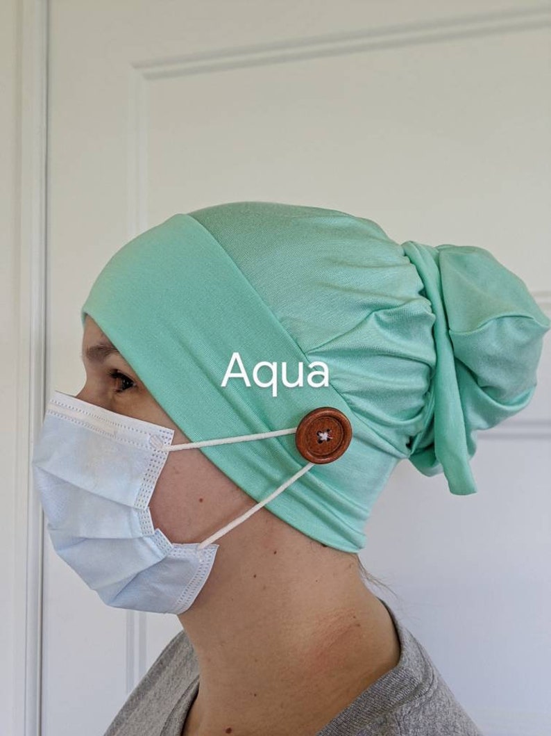 Scrub Cap with Buttons for Mask Stretchy Scrub Cap Scrub Etsy