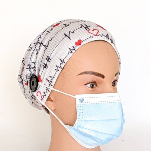 Scrub Hat With Buttons Nurses Surgical Cap Head Covering for Etsy