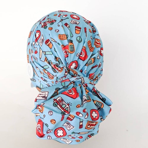 Scrub Hat With Buttons Nurses Surgical Cap Head Covering for Etsy