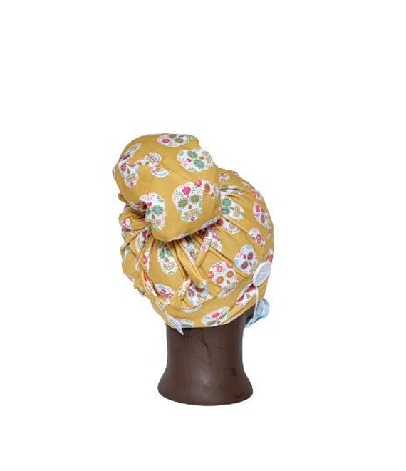 Sugar Skull Scrub Cap Stretchy Surgical 