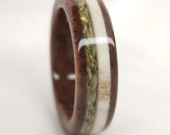 Antler Wood and Sweetgrass Rings