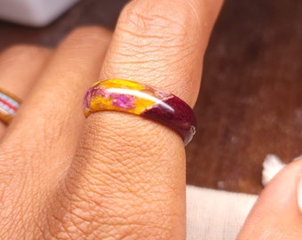 Flowers in Resin Wood Ring Custom