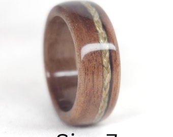 Size 7 Sweetgrass Inlayed Wood Ring
