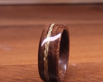 Braided Sweetgrass Wood Ring