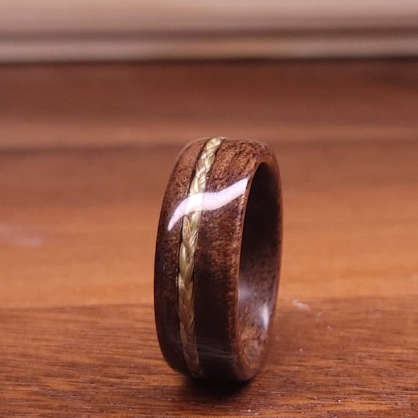 Braided Sweetgrass Wood Ring