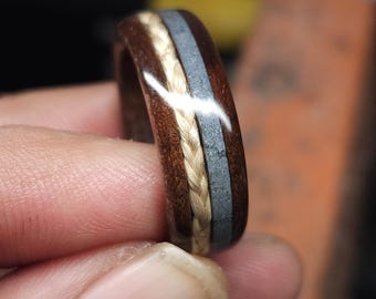 Braided Sweetgrass and Powder Wood Rings